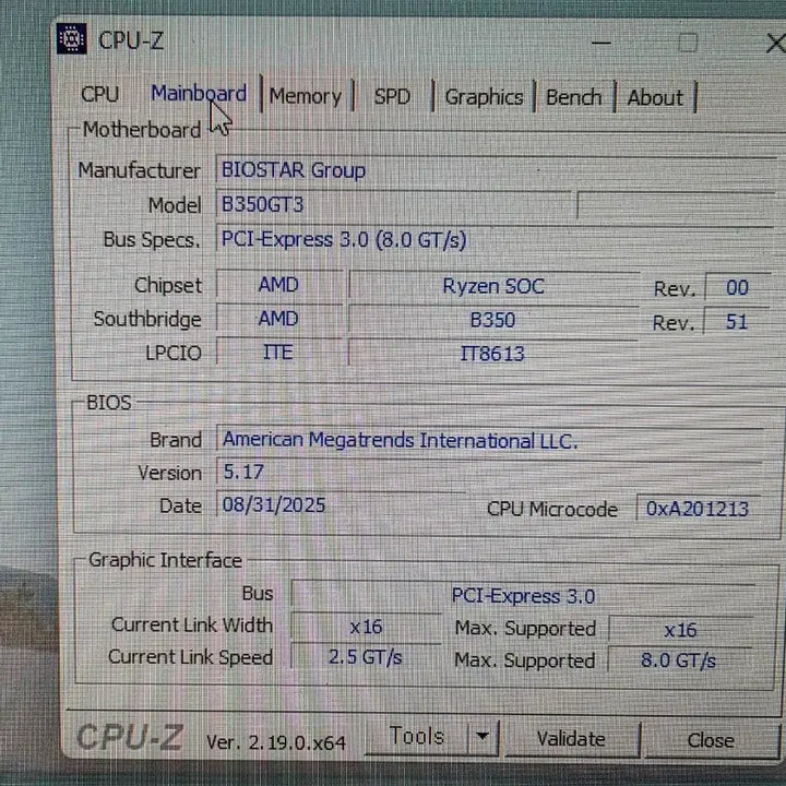 [BUNJANG] BIOSTAR B350GT3 Motherboard / BIOSTAR B350GT3 메인보드