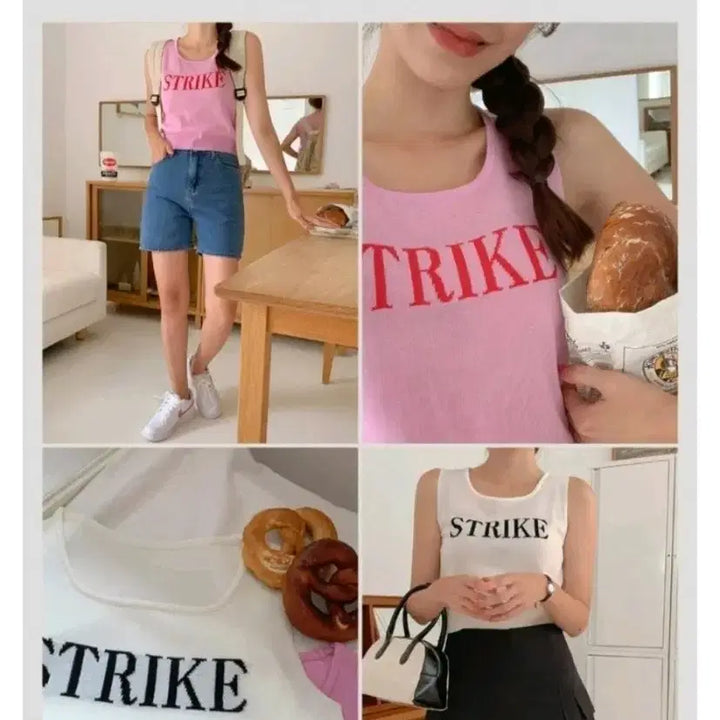 [BUNJANG] Strike Sleeveless Crop Knit Top / [새상품] 스트라이크 민소매 크롭 니트 (4color)