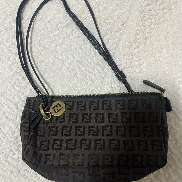 [BUNJANG] Fendi Zucca Pattern Brown Pouch Shoulder Bag / 펜디 쥬카패턴 브라운 파우치 숄더백