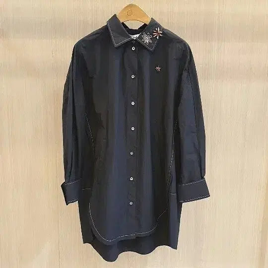 [BUNJANG] OZOC Ribbon Shirt Blouse Navy / 한섬 오즈세컨 리본 셔츠 블라우스