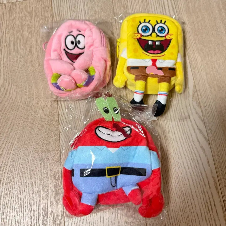 [BUNJANG] SpongeBob SquarePants Patrick Star Mr. Krabs Pouch Keychain Set Bundle / 스펀지밥 뚱이 집게사장 파우치키링 세트 일괄판매