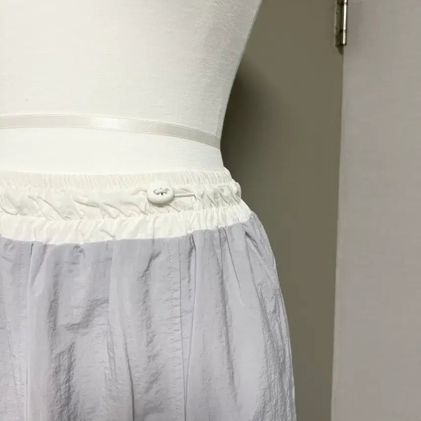 [BUNJANG] Light Purple Color-Block String Twill Maxi Skirt / [새상품] 연보라 배색 스트링 바스락 롱스커트