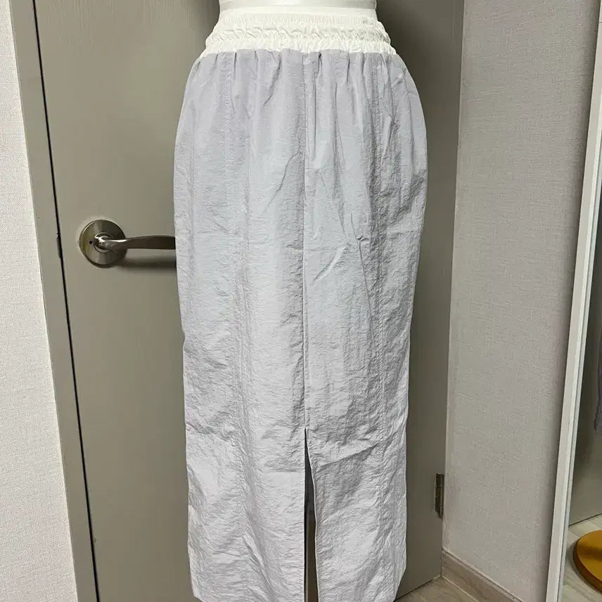 [BUNJANG] Light Purple Color-Block String Twill Maxi Skirt / [새상품] 연보라 배색 스트링 바스락 롱스커트