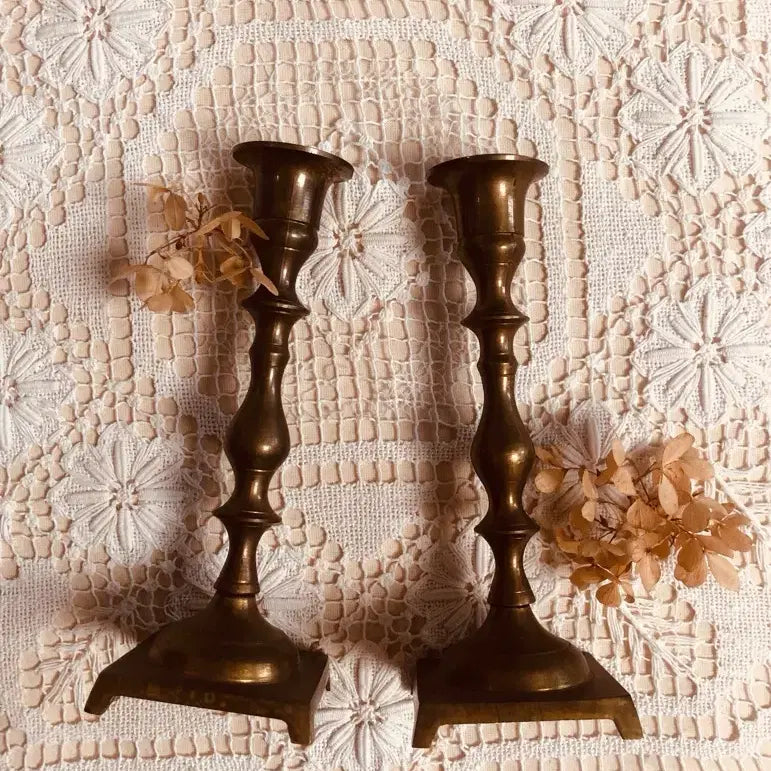 [BUNJANG] Antique Brass Long Candlestick / 앤틱 빈티지 황동 브라스 롱 촛대