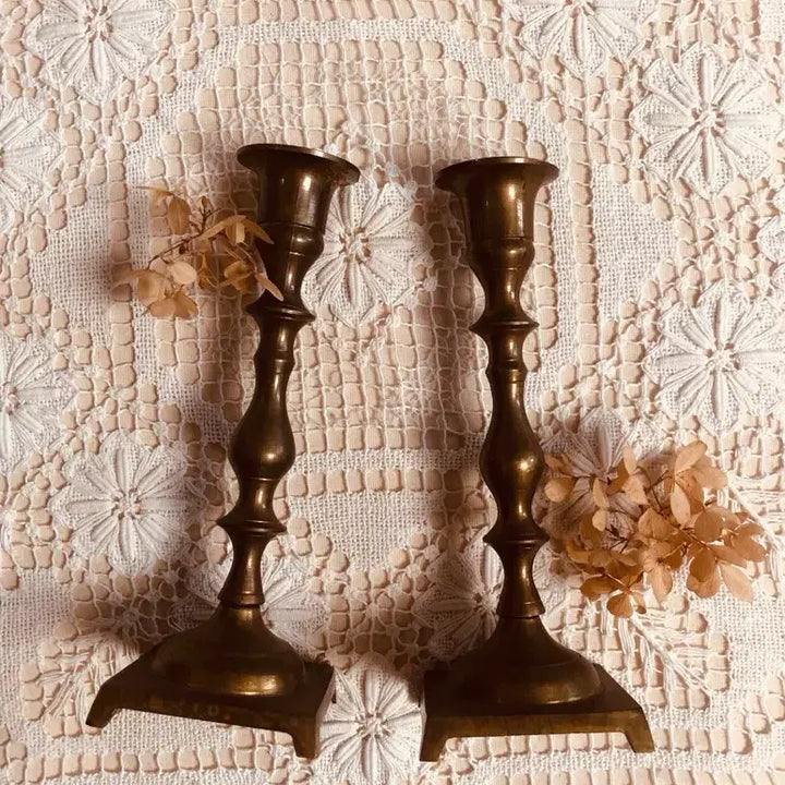 [BUNJANG] Antique Brass Long Candlestick / 앤틱 빈티지 황동 브라스 롱 촛대