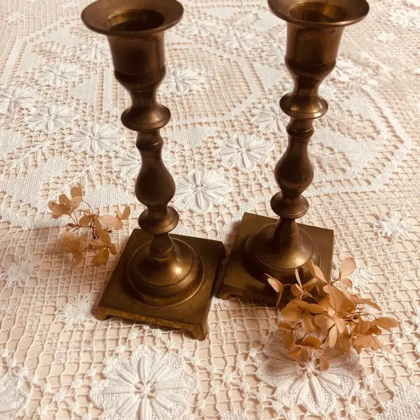 [BUNJANG] Antique Brass Long Candlestick / 앤틱 빈티지 황동 브라스 롱 촛대