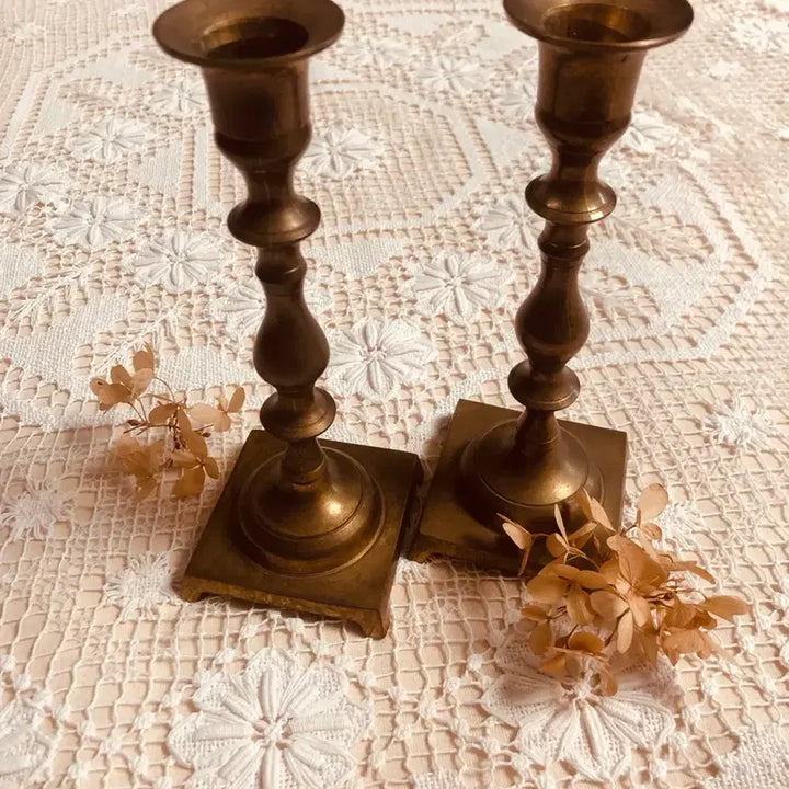 [BUNJANG] Antique Brass Long Candlestick / 앤틱 빈티지 황동 브라스 롱 촛대