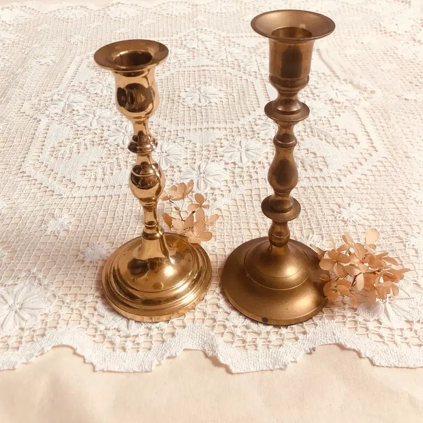 [BUNJANG] Vintage Brass Candlestick Set / 앤틱 빈티지 황동 브라스 촛대