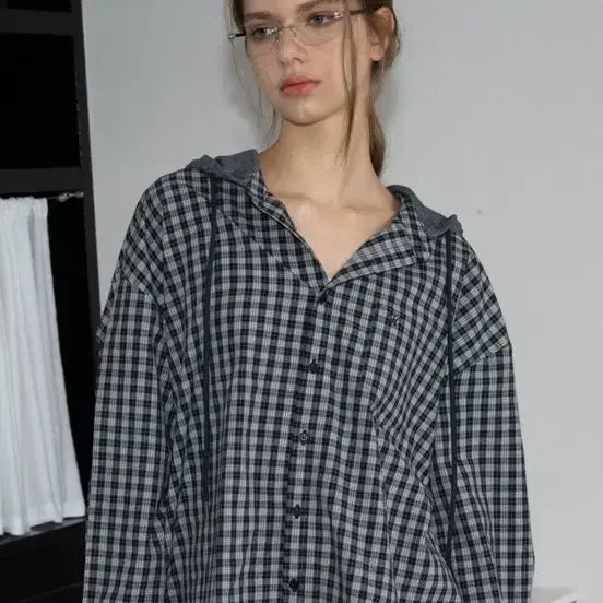 [BUNJANG] Headment Combi Hoodie Shirt / 헤더먼트 후디 콤비 셔츠