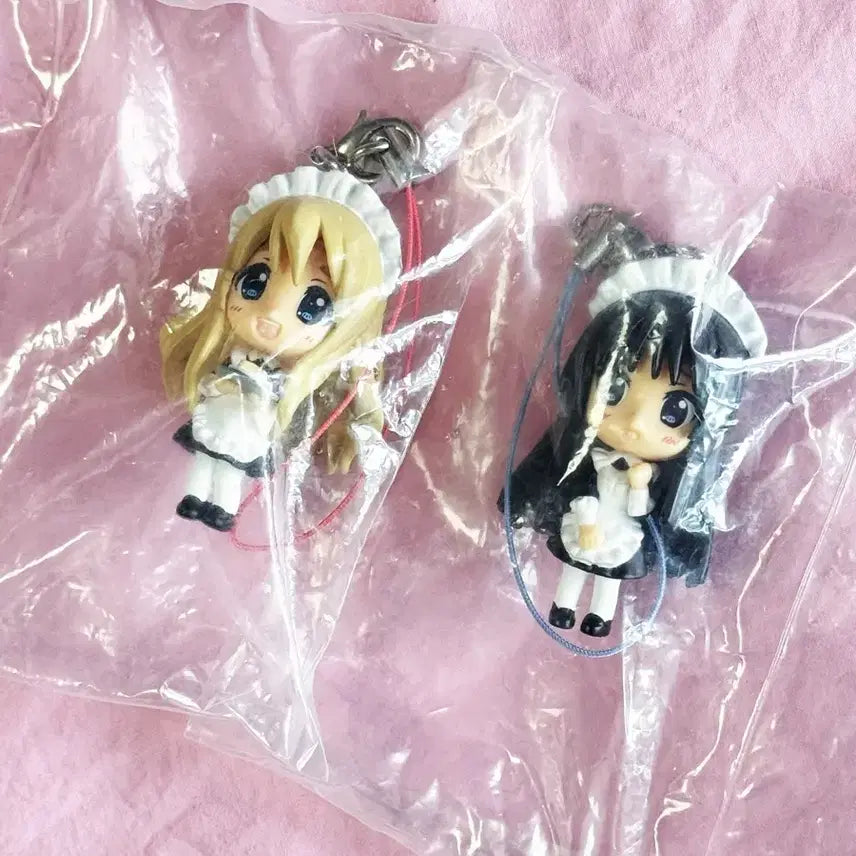 [BUNJANG] Lucky Star Mio Tsumugi Maid Keyring Strap Set (2ea) / [2set] 고전 케이온 미오 츠무기 메이드 키링 스트랩 럭키스타 쵸비츠