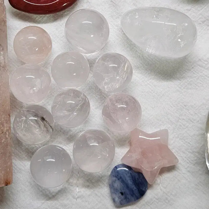 [BUNJANG] Star Rose Quartz Mini Sphere Set Natural Stone / 스타로즈쿼츠 미니 스피어 세트 모음 천연석 장미수정 원석구 힐링 연애운