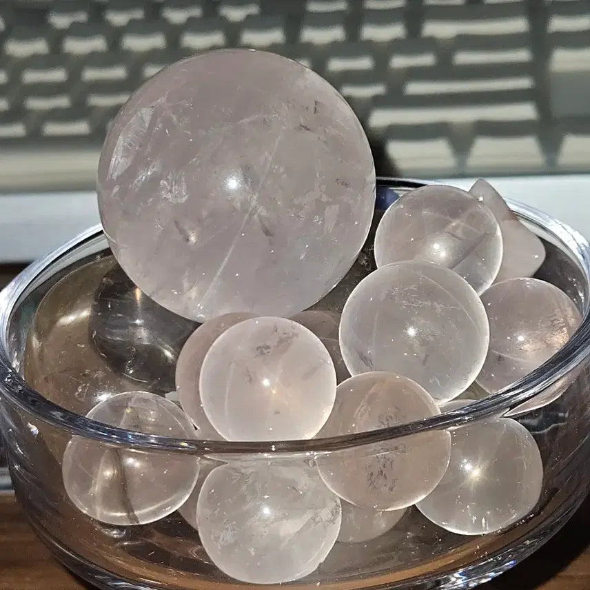 [BUNJANG] Star Rose Quartz Mini Sphere Set Natural Stone / 스타로즈쿼츠 미니 스피어 세트 모음 천연석 장미수정 원석구 힐링 연애운