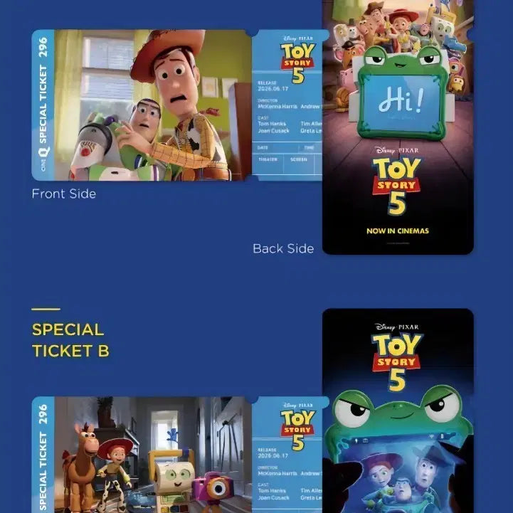 [BUNJANG] Toy Story 5 Special Ticket Set (2 Types) / 토이스토리5 스페셜티켓 2종 세트 판매합니다.