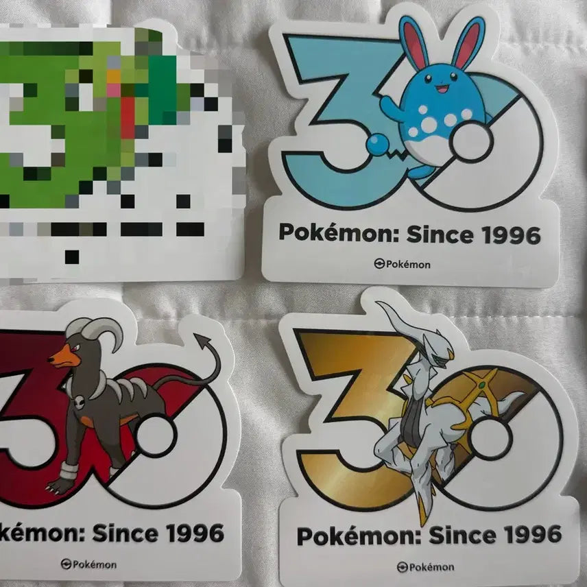 [BUNJANG] Pokemon 30th Anniversary Logo Sticker Arceus Marill Houndoom Bundle / 포켓몬스터 30주년 로고스티커 아르세우스 마릴리 헬가 판매합니다