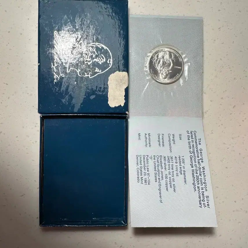 [BUNJANG] 1982 George Washington 250th Anniversary Silver Half Dollar Coin / 1982년 조지 워싱턴 250주년 기념 하프달러 은화