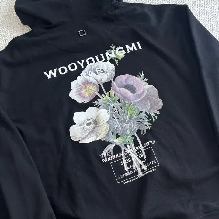 [BUNJANG] Wooyoungmi 23FW Flower Hoodie Black Size 52 / [새상품급/크림판] 우영미 23FW 플라워 후드티 블랙 52사이즈