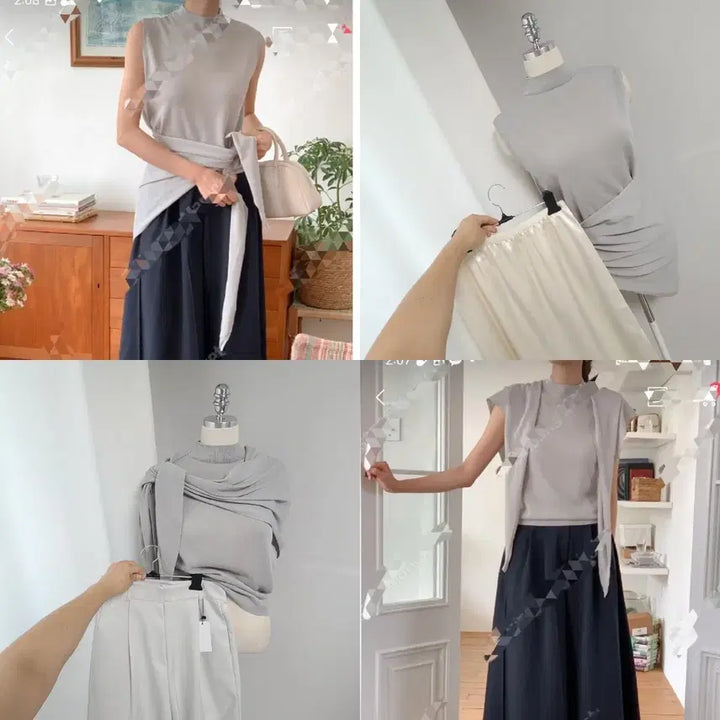 [BUNJANG] Shoulder Set Knit / 새-ma-숄set 썸머니트