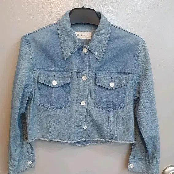 [BUNJANG] It Michaa Two-Tone Cropped Denim Jacket / 잇미샤 투톤 크롭청자켓 호칭 82-88-160투톤으로이뻐요