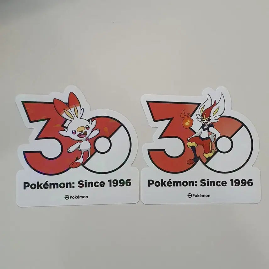 [BUNJANG] Pokemon 30th Anniversary Logo Sticker Set: Scorbunny &amp; Cinderace / 포켓몬 30주년 로고 스티커 염버니 에이스번 세트