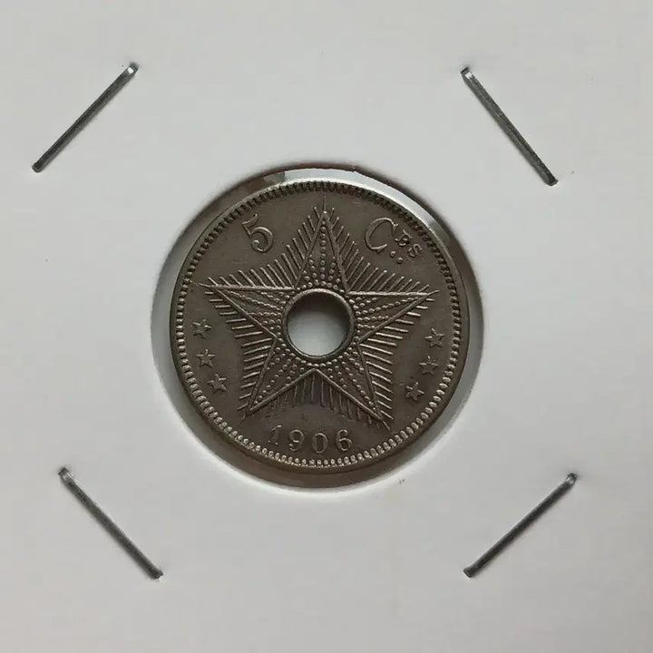 [BUNJANG] 1906 Congo 5 Cent Copper-Nickel Coin (Uncirculated) / 1906년 콩고 5센트 백동화 미사용