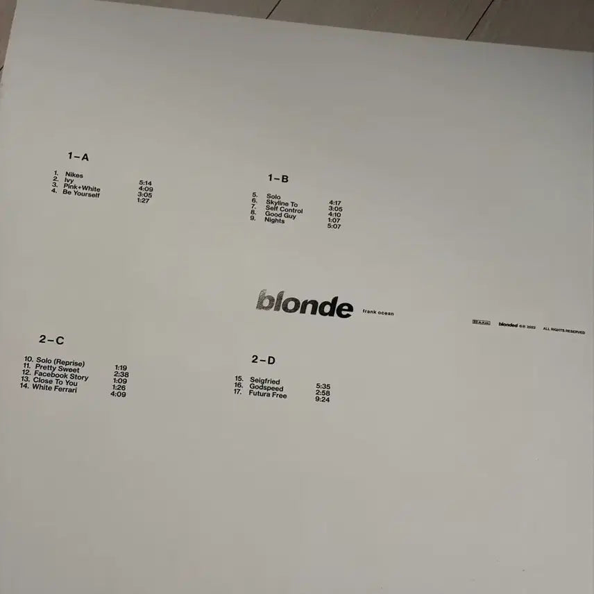 [BUNJANG] Frank Ocean Blond LP / 프랭크 오션 blonde LP