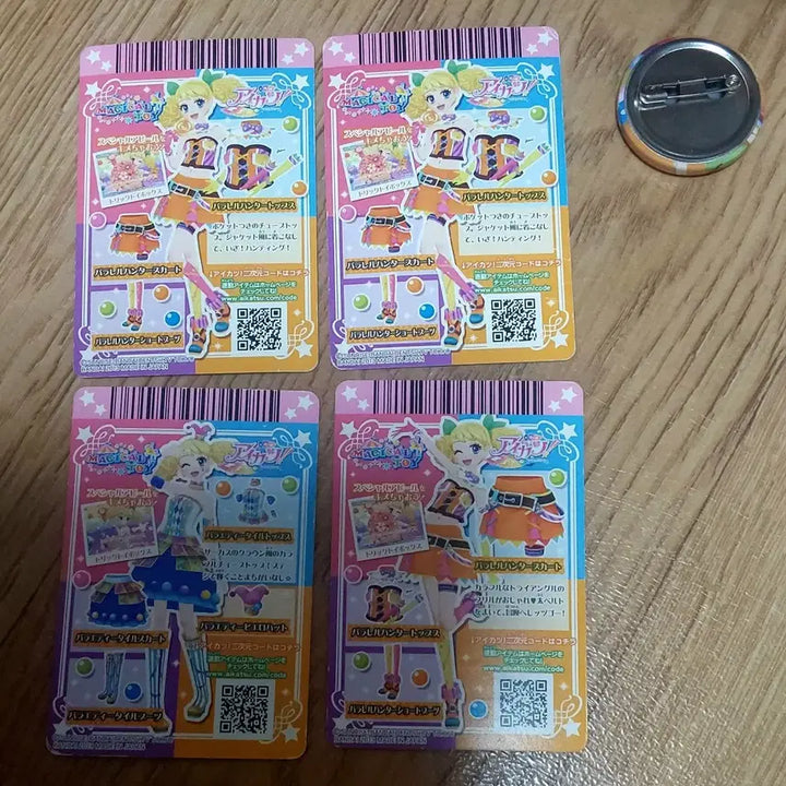 [BUNJANG] Aikatsu! Ichigo Stars! Rare Card &amp; Saegusa Miki Can Badge Set / 아이카츠 아이엠스타 레어 카드 캔뱃지 사에구사 키이 연두 별자리 일판