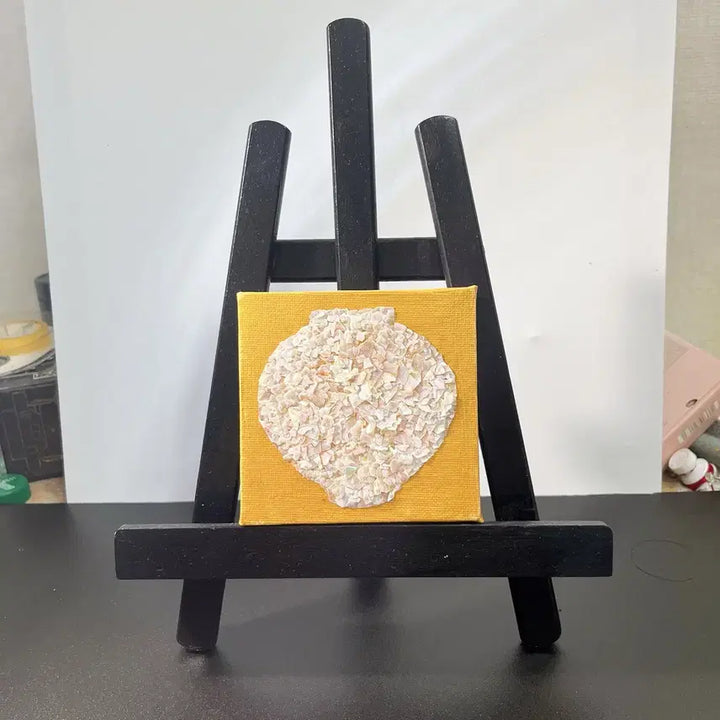 [BUNJANG] Mother of Pearl Mini Moon Jar Painting with Mini Easel Set / 자개 미니 달항아리 원화 ,미니 이젤 세트