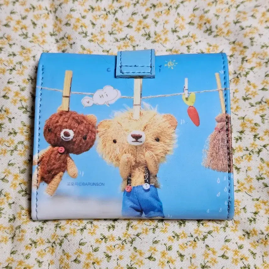 [BUNJANG] Comotti Blue Bear Pattern Vintage Wallet / 고전문구) 꼬모띠 파란색 지갑 곰돌이 패턴 고전지갑 빈티지지갑