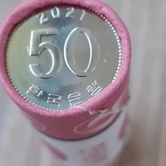 [BUNJANG] 2021 50 Won Coin Roll - Uncirculated / 2021년50원 롤 완전미사용 한국은행 공식마지막룰 입니다