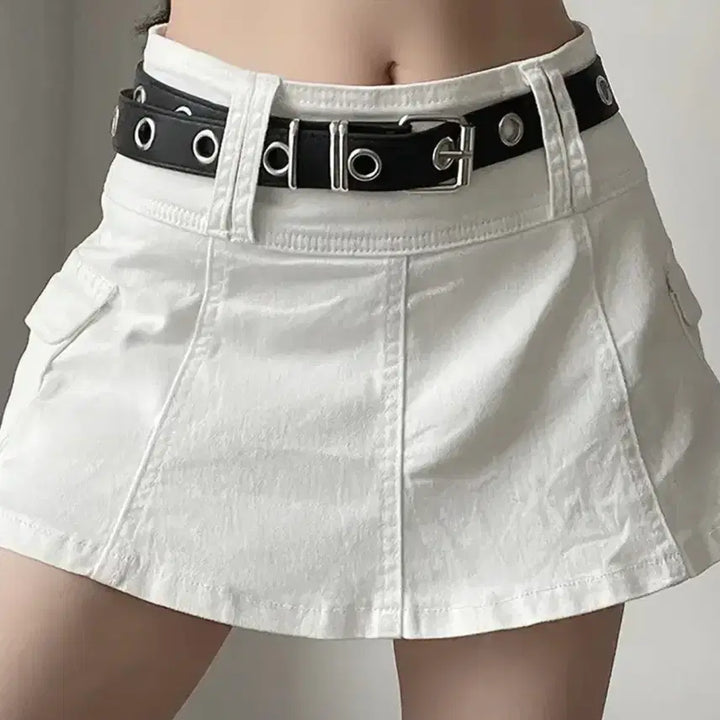 [BUNJANG] White Denim Cargo Skirt / 하얀색 데님 카고 스커트