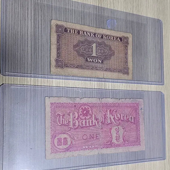 [BUNJANG] Bank of Korea Uncirculated and Minted 1 Won Banknote Set / 한국은행권 영제,미제 일원권 2종 일괄