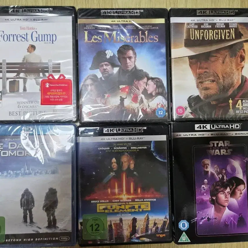 [BUNJANG] Blu-ray Movie Collection: Forrest Gump, Les Misérables, Star Wars, and More / 4k/블루레이 영화: 제5원소,포레스트 검프, 레 미제라블, 스타워즈 등