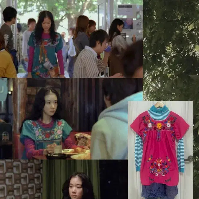 [BUNJANG] Honey Clover Hagumi Mexican Embroidered Dress Set / 허니와클로버 하구미 히피 멕시칸 자수 원피스 세트