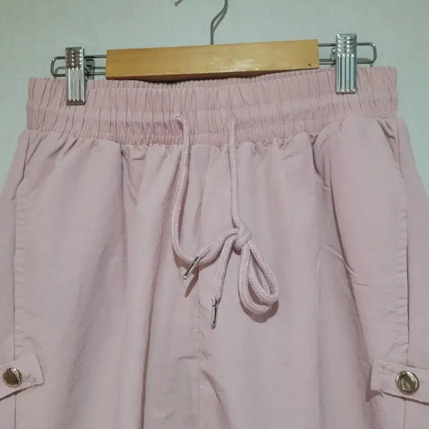 [BUNJANG] Cargo Jogger Wide Pants Pink / 새상품 카고 똑딱 조거 와이드 핑크