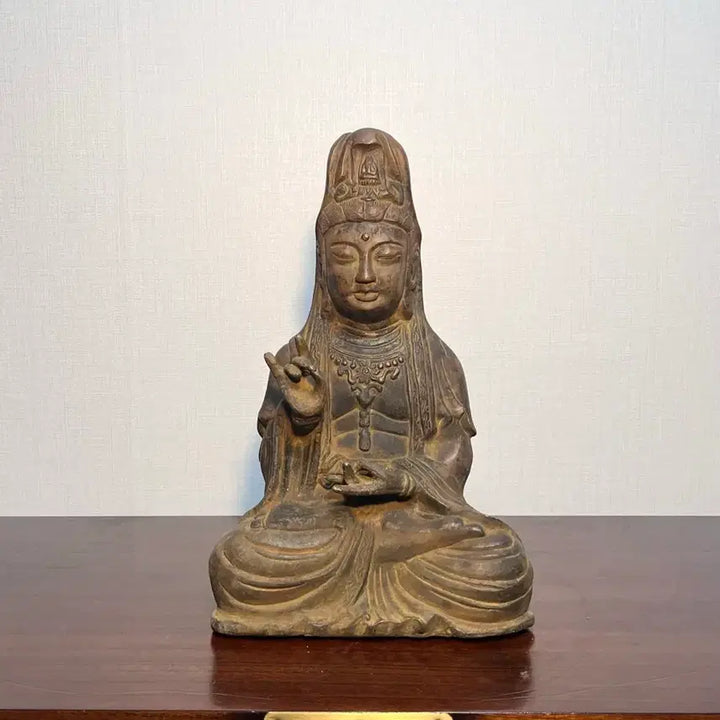 [BUNJANG] Bronze Buddha Seated Statue / 청동 보관화불 관음보살 좌상 불상