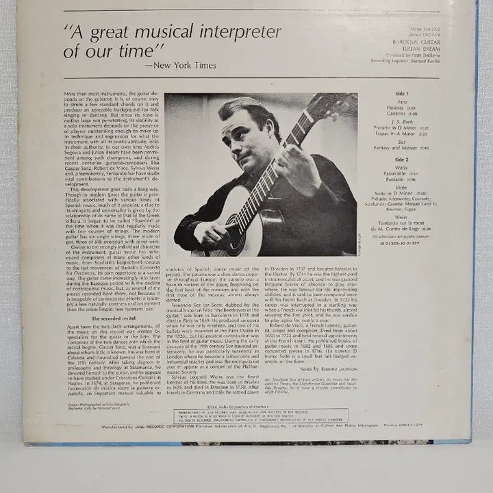 [BUNJANG] Julian Bream Baroque Guitar LP / 줄리안 브림(Julian Bream)-Baroque Guitar LP