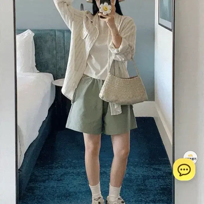 [BUNJANG] Linen Stripe Shirt &amp; Cotton Pants Set / 세트)린넨스트라이프셔츠 코튼팬츠 캠핑 피크닉