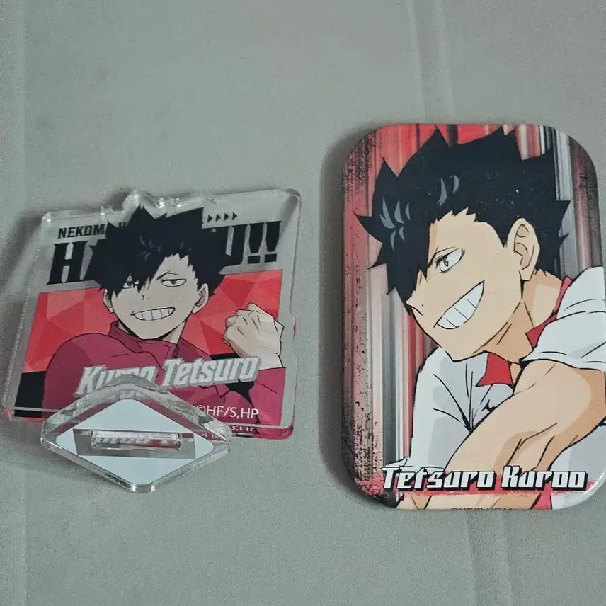 [BUNJANG] Haikyuu!! Tetsuro Kuroo Acrylic Stand &amp; Square Can Badge Set / 하이큐 쿠로오 테츠로 굿즈 처분