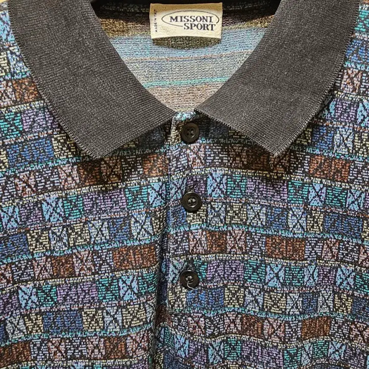 [BUNJANG] Missoni Collar Cotton T-Shirt Multi-Pattern / 미쏘니 카라 코튼 L