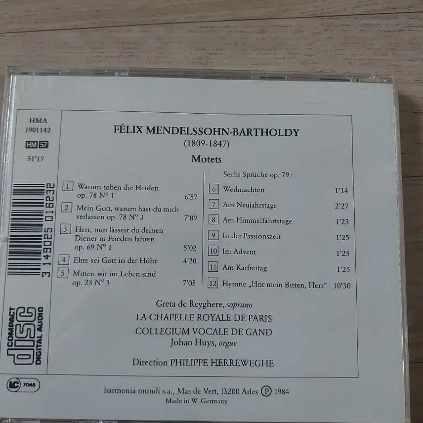 [BUNJANG] Felix Mendelssohn Motets &amp; Psalms CD / 멘델스존 모테트 &amp; 프살므 CD
