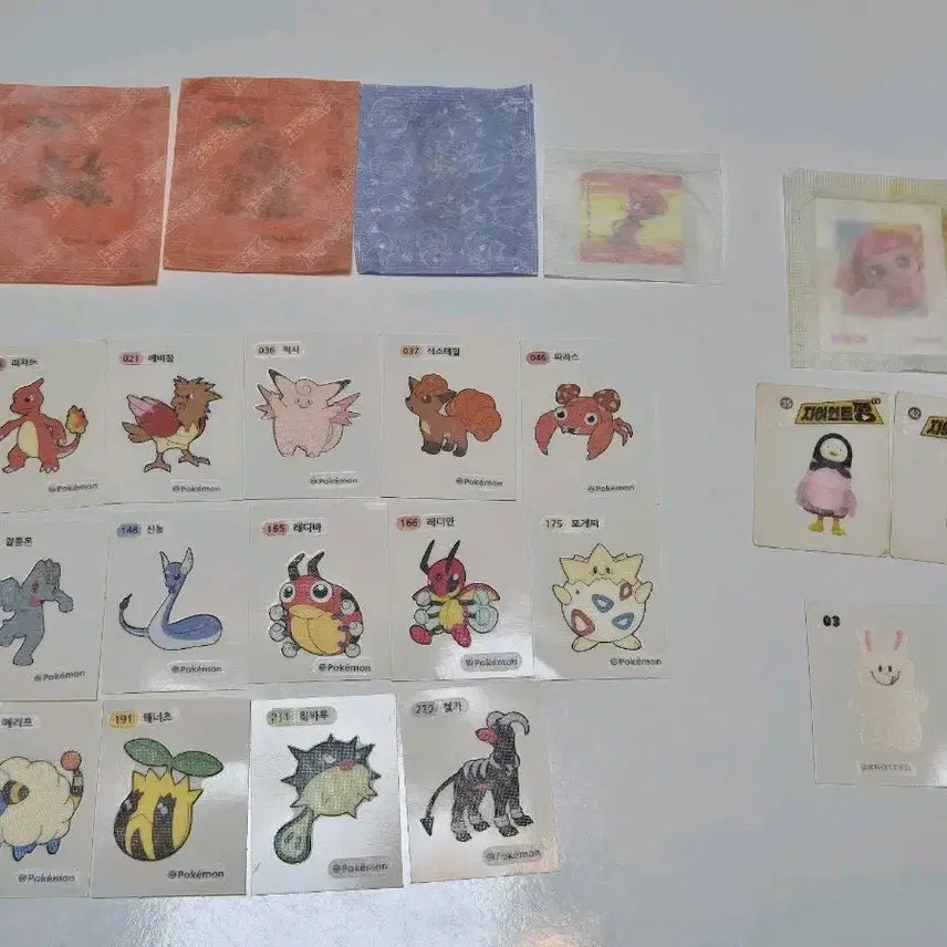 [BUNJANG] Pokemon, Candyping, Giant Peng, Rabbit Sticker Bundle Set / 띠부실 일괄판매 포켓몬, 캔디핑, 자이언트 펭, 토끼 스티커