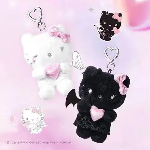 [BUNJANG] FillyMillly x Hello Kitty Angel &amp; Devil Plush Keychain Mascot Bundle Set / (2개 일괄) 필리밀리 X 헬로키티 천사와 악마 봉제 인형 키링 마스코트