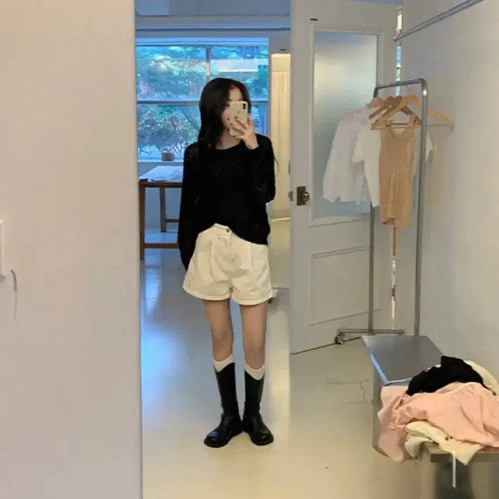 [BUNJANG] Young &amp; Rich Pin Tuck Shorts Ivory / 영앤리치 핀턱 반바지 숏 팬츠 아이보리