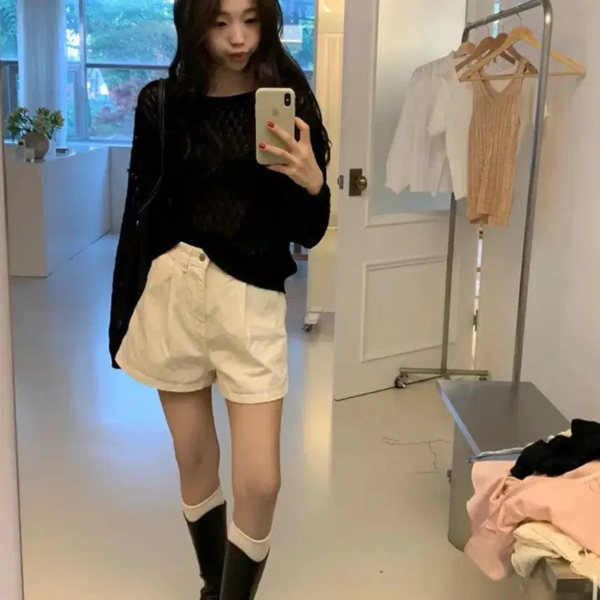 [BUNJANG] Young &amp; Rich Pin Tuck Shorts Ivory / 영앤리치 핀턱 반바지 숏 팬츠 아이보리