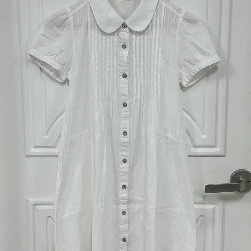[BUNJANG] Vintage Hong Kong White Blouse Dress, Round Collar, Puff Sleeves, Pintuck, Mori Girl Style / 1. 빈티지 홍콩 화이트 블라우스 원피스 둥근카라 둥근퍼프 핀턱 모리걸
