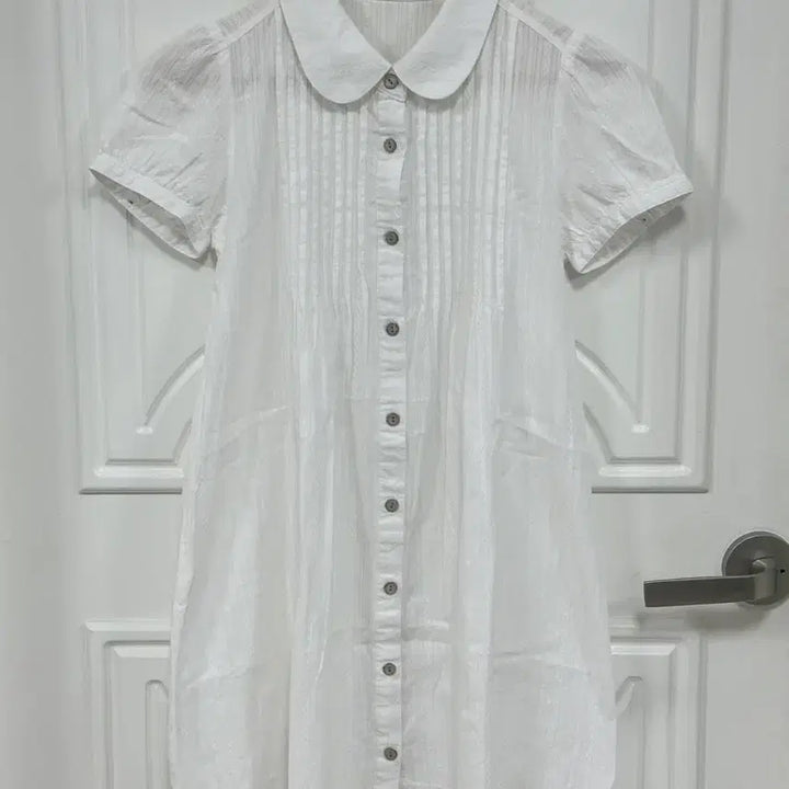 [BUNJANG] Vintage Hong Kong White Blouse Dress, Round Collar, Puff Sleeves, Pintuck, Mori Girl Style / 1. 빈티지 홍콩 화이트 블라우스 원피스 둥근카라 둥근퍼프 핀턱 모리걸