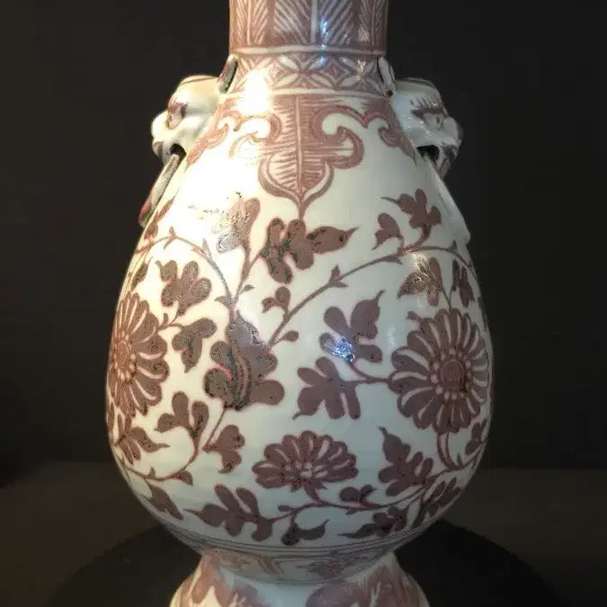 [BUNJANG] Joseon Dynasty Celadon Porcelain Vase with Chrysanthemum and Scroll Patterns / 260813-6 유리홍 국화당초문 양이 옥호춘병
