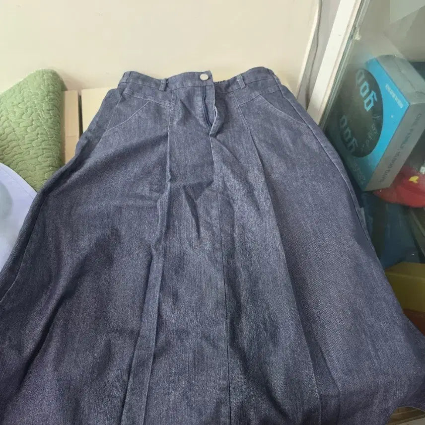 [BUNJANG] Blue Denim Flare Midi Skirt / 청 데님 플레어 미디스커트