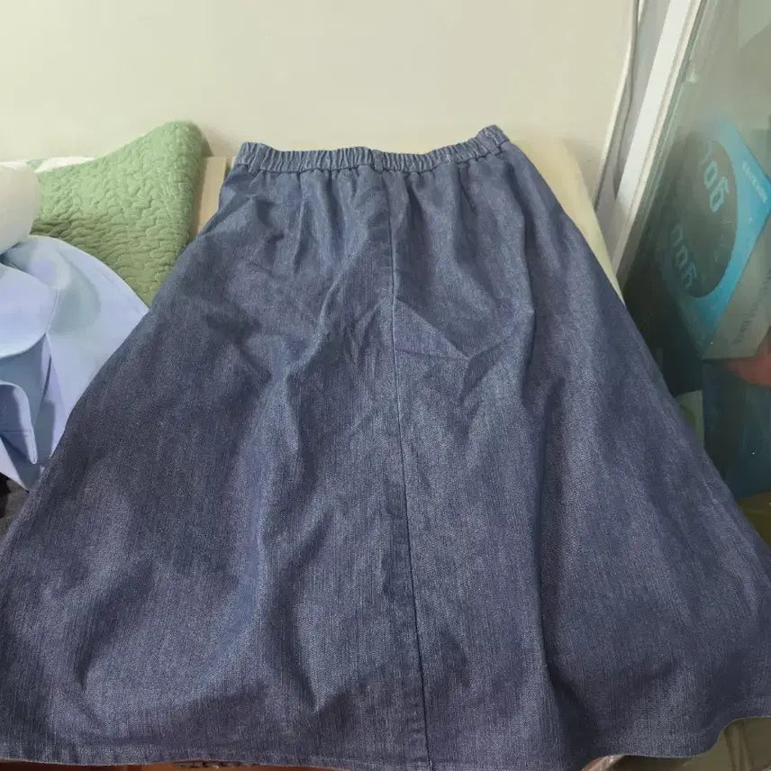 [BUNJANG] Blue Denim Flare Midi Skirt / 청 데님 플레어 미디스커트