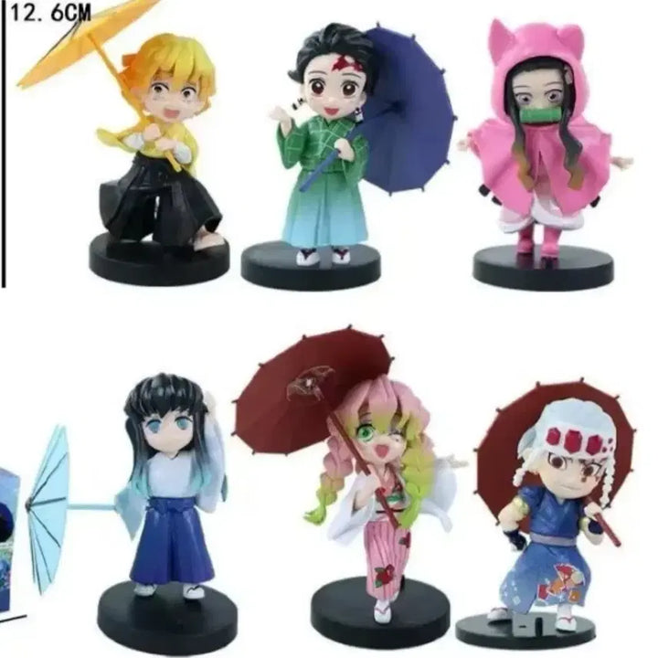 [BUNJANG] Demon Slayer 6-Piece Umbrella Figure Set (Sealed) / 귀멸의 칼날 우산 피규어 미개봉 6종 세트로 일괄 판매합니다.